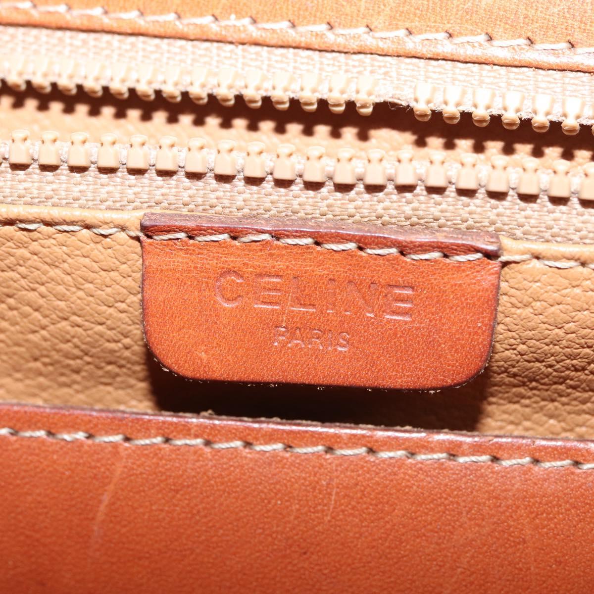 CELINE Macadam Canvas Hand Bag PVC Leather Brown Gold Auth 144937