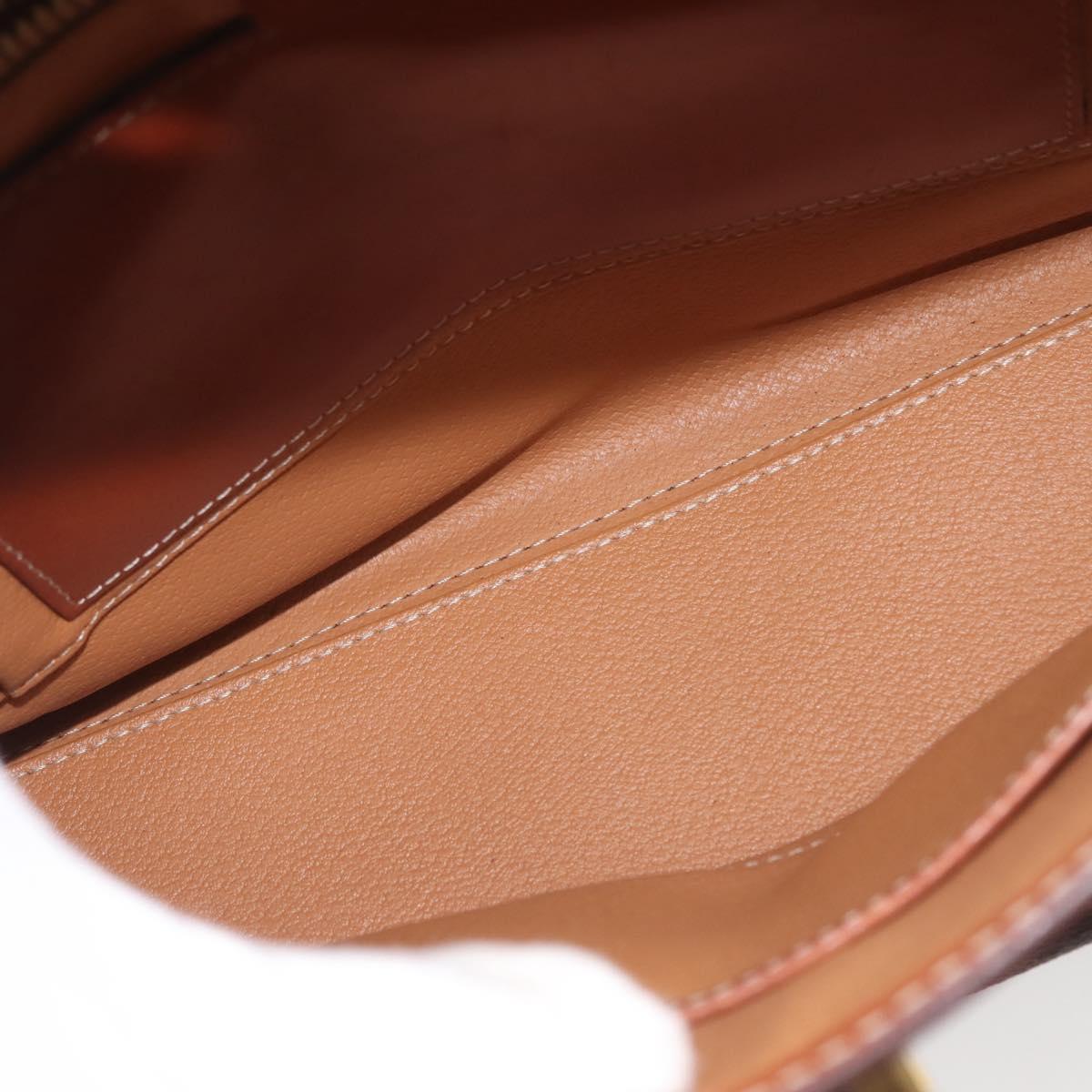 CELINE Macadam Canvas Hand Bag PVC Leather Brown Gold Auth 144937