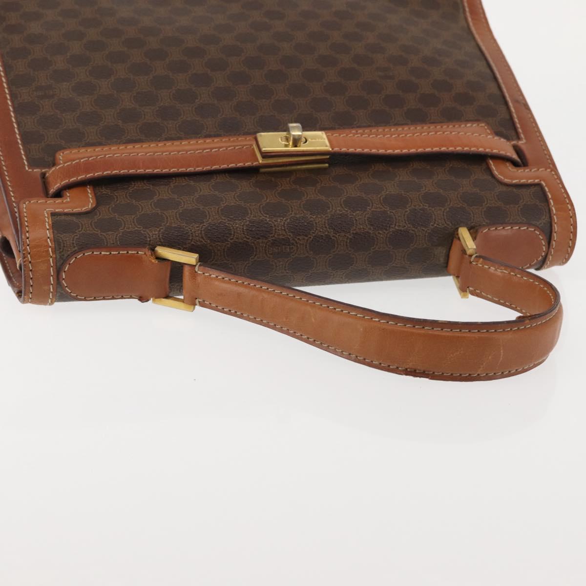 CELINE Macadam Canvas Hand Bag PVC Leather Brown Gold Auth 144937
