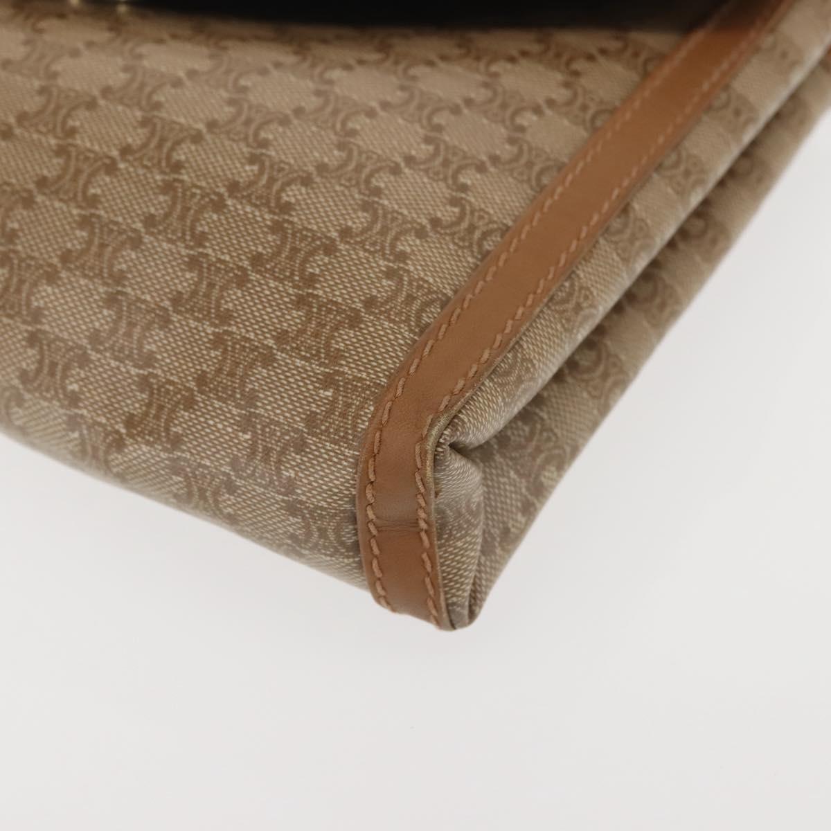 CELINE Macadam Canvas Shoulder Bag PVC Beige Gold Auth 144939