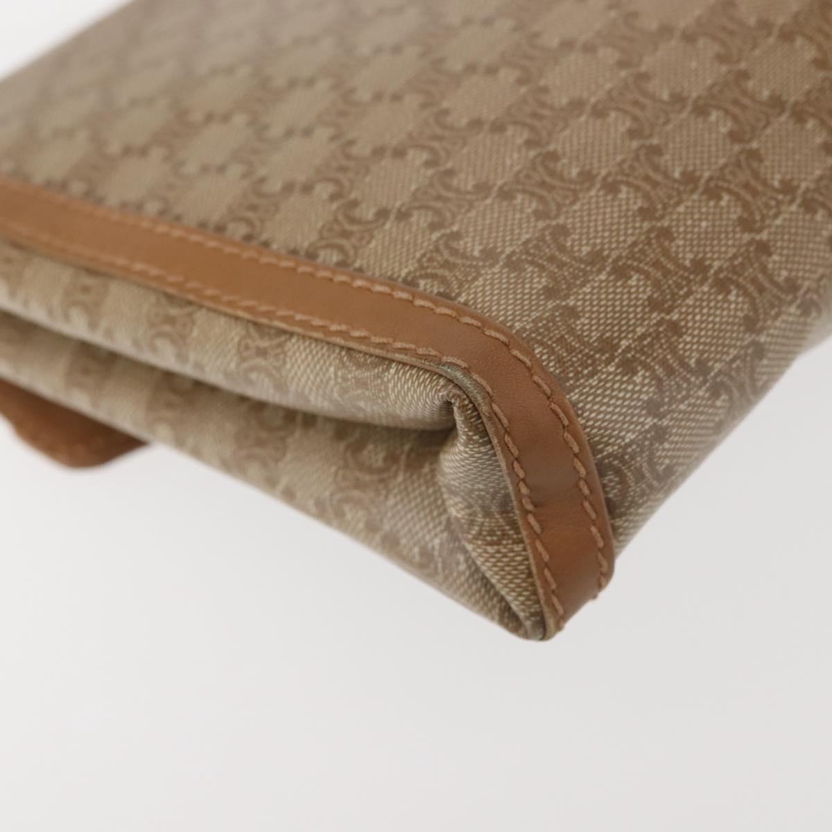 CELINE Macadam Canvas Shoulder Bag PVC Beige Gold Auth 144939