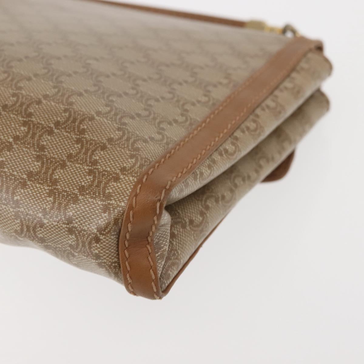 CELINE Macadam Canvas Shoulder Bag PVC Beige Gold Auth 144939