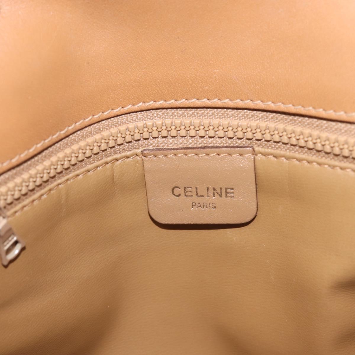 CELINE Macadam Canvas Shoulder Bag PVC Beige Gold Auth 144939