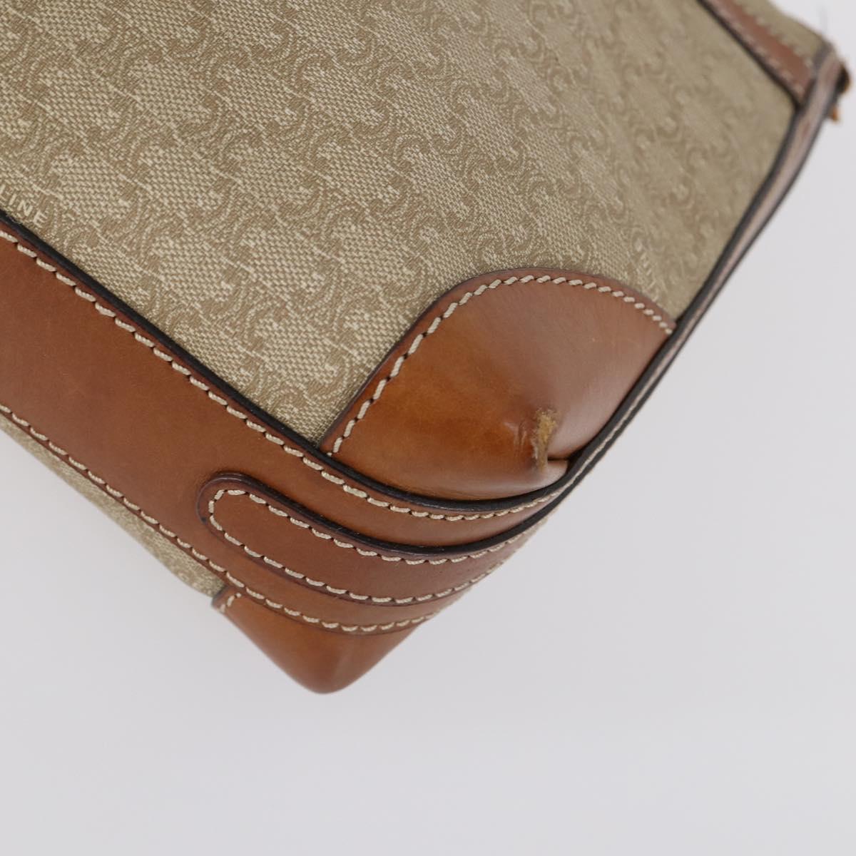 CELINE Macadam Canvas Shoulder Bag PVC Beige Gold Auth 144940