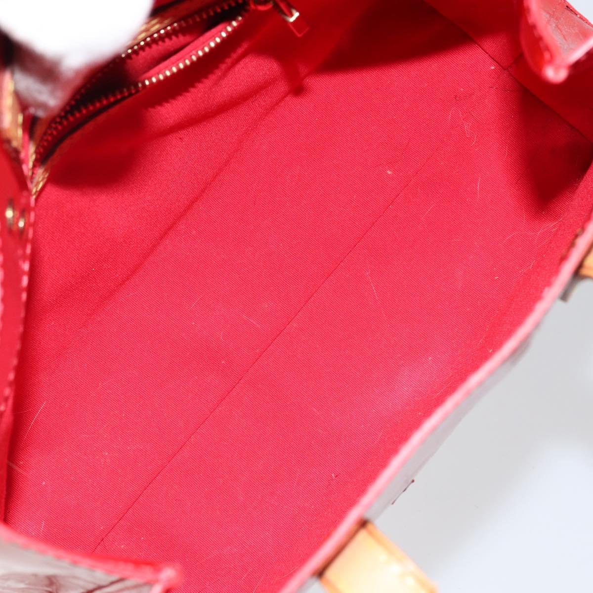 LOUIS VUITTON Monogram Vernis Reade PM Hand Bag Red Rouge M91088 LV Auth 144948