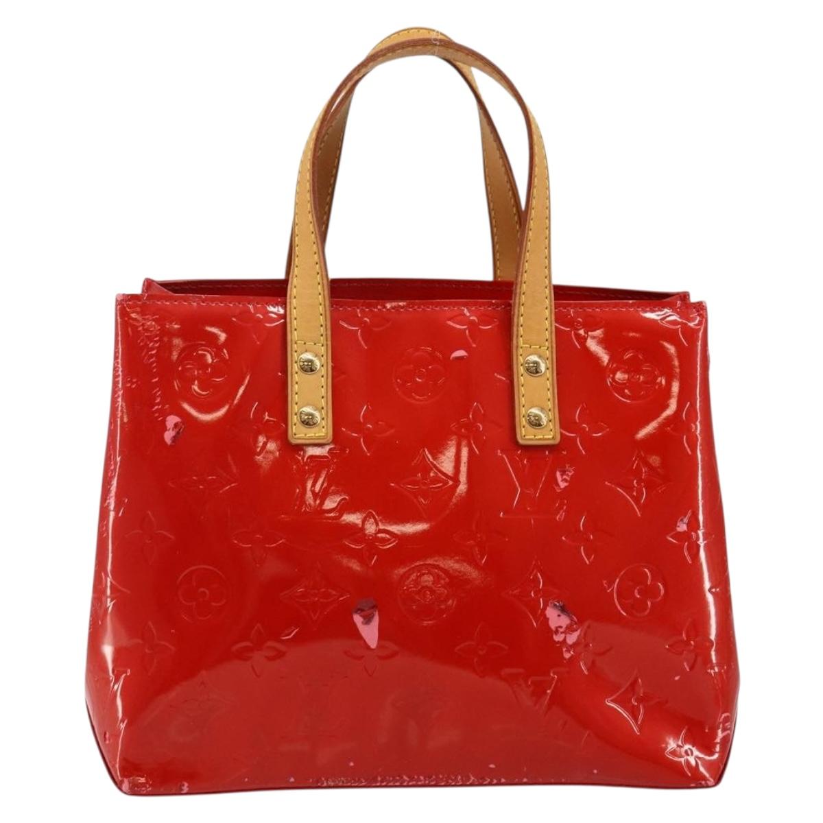 LOUIS VUITTON Monogram Vernis Reade PM Hand Bag Red Rouge M91088 LV Auth 144948