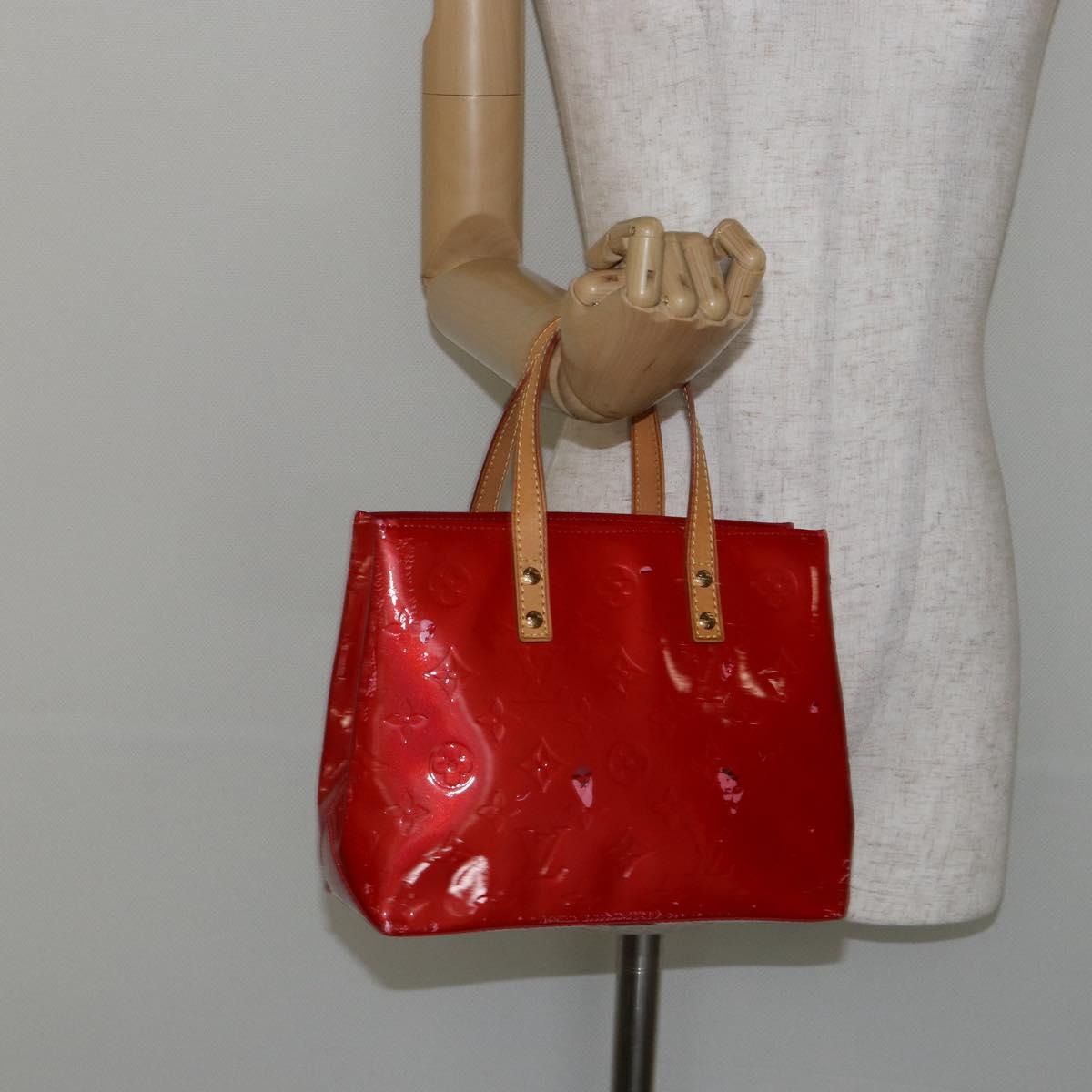 LOUIS VUITTON Monogram Vernis Reade PM Hand Bag Red Rouge M91088 LV Auth 144948