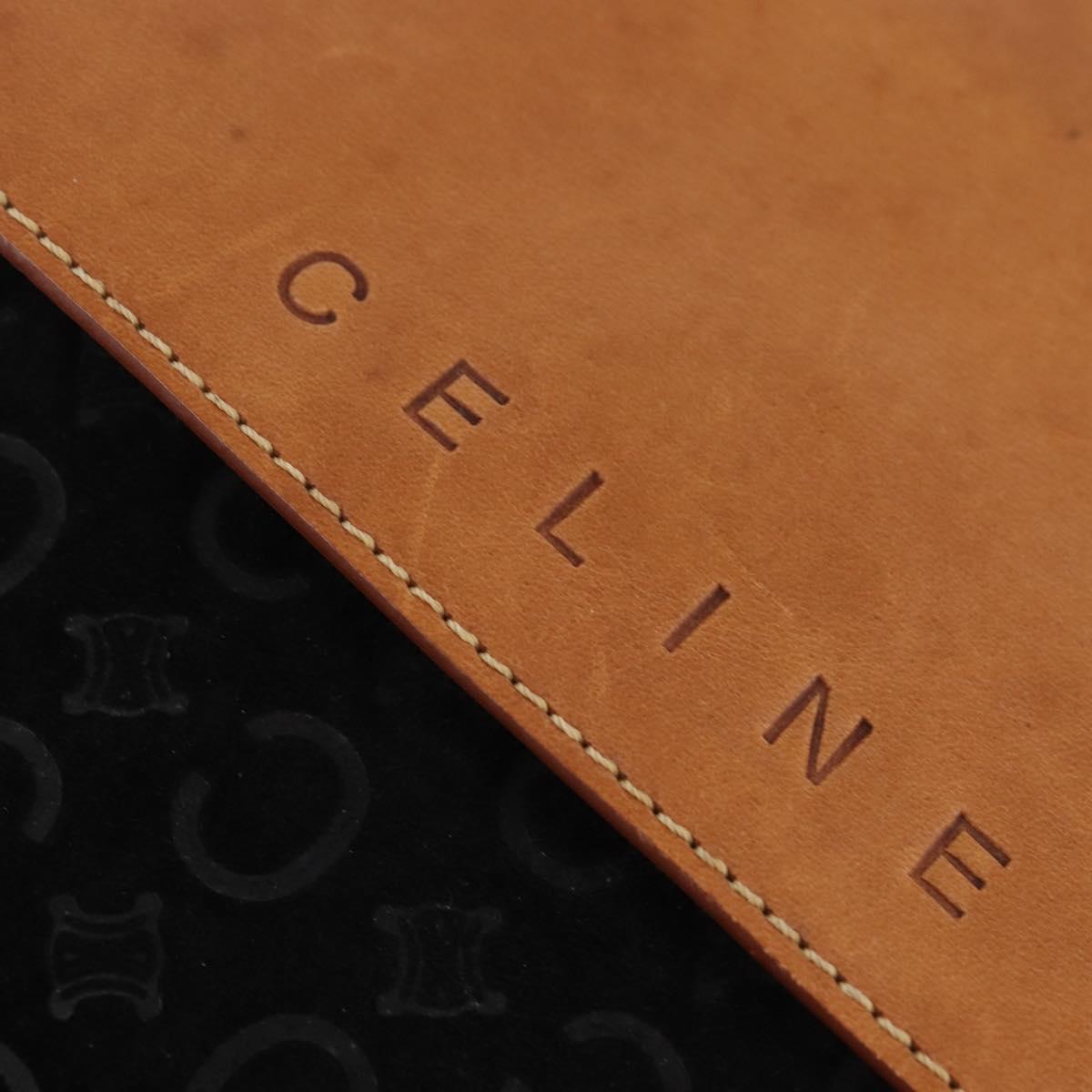 CELINE C Macadam Canvas Shoulder Bag Suede Black Silver Auth 144950