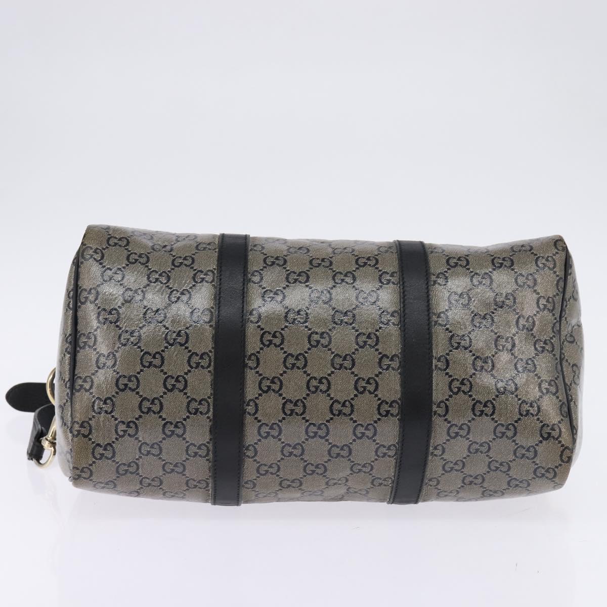GUCCI GG Crystal Boston Bag Coated Canvas 2way Navy Gold 203696 Auth 144972
