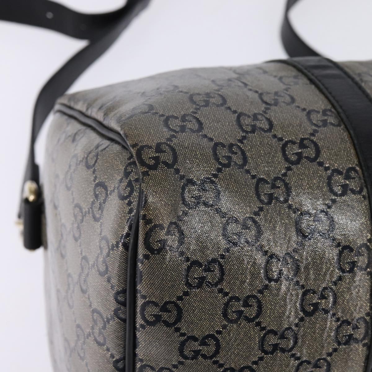GUCCI GG Crystal Boston Bag Coated Canvas 2way Navy Gold 203696 Auth 144972