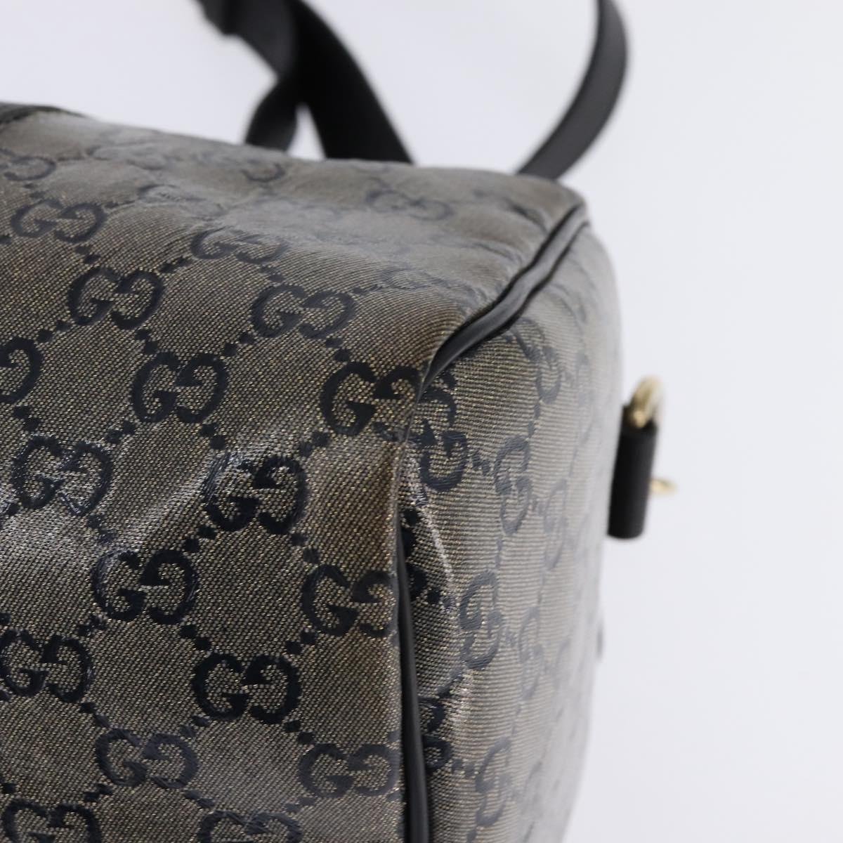 GUCCI GG Crystal Boston Bag Coated Canvas 2way Navy Gold 203696 Auth 144972