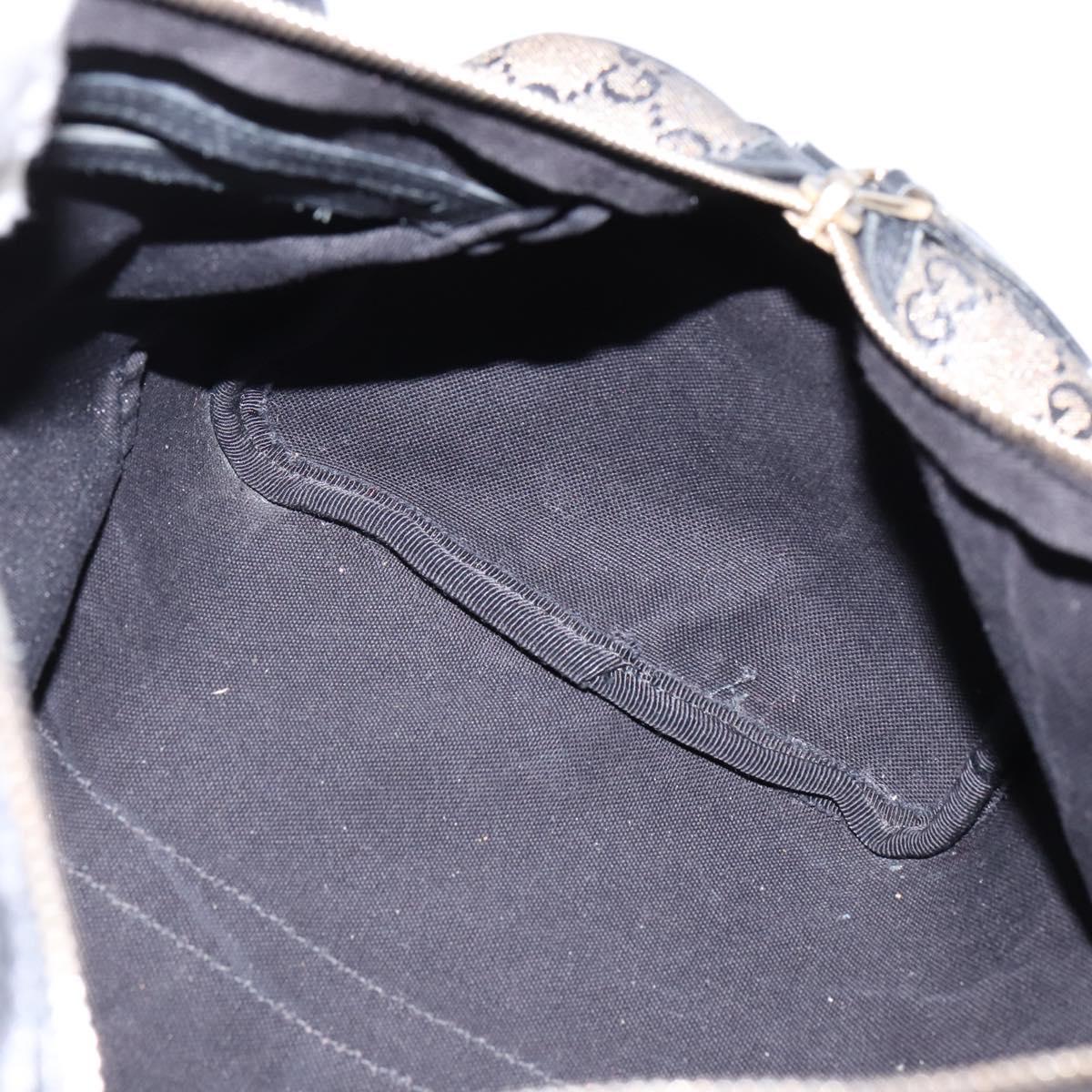 GUCCI GG Crystal Boston Bag Coated Canvas 2way Navy Gold 203696 Auth 144972