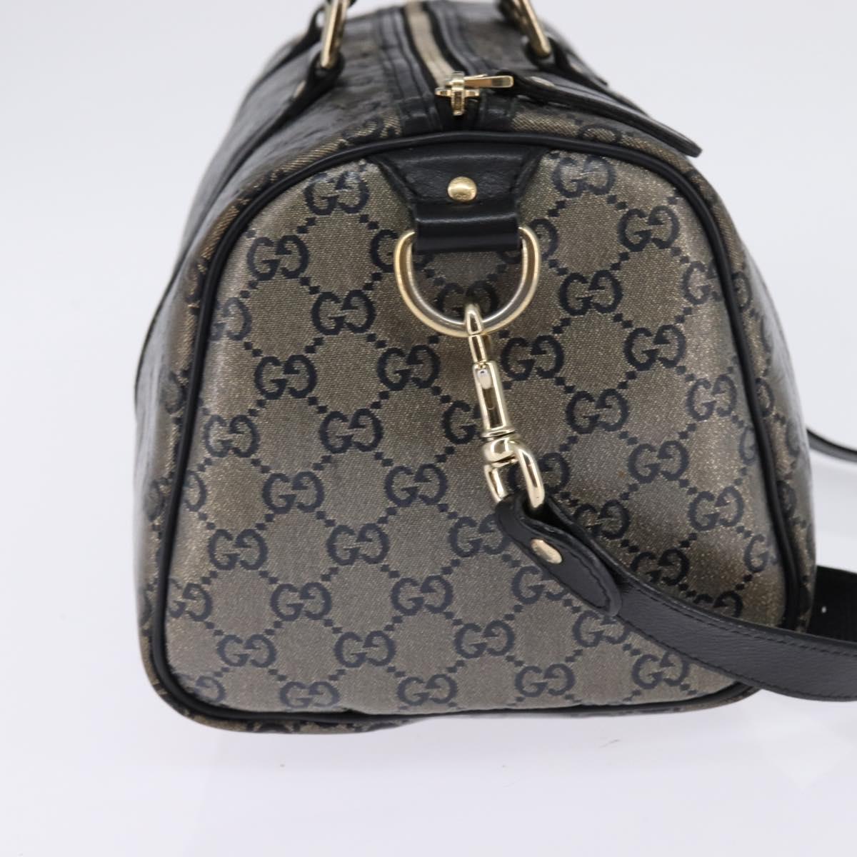 GUCCI GG Crystal Boston Bag Coated Canvas 2way Navy Gold 203696 Auth 144972