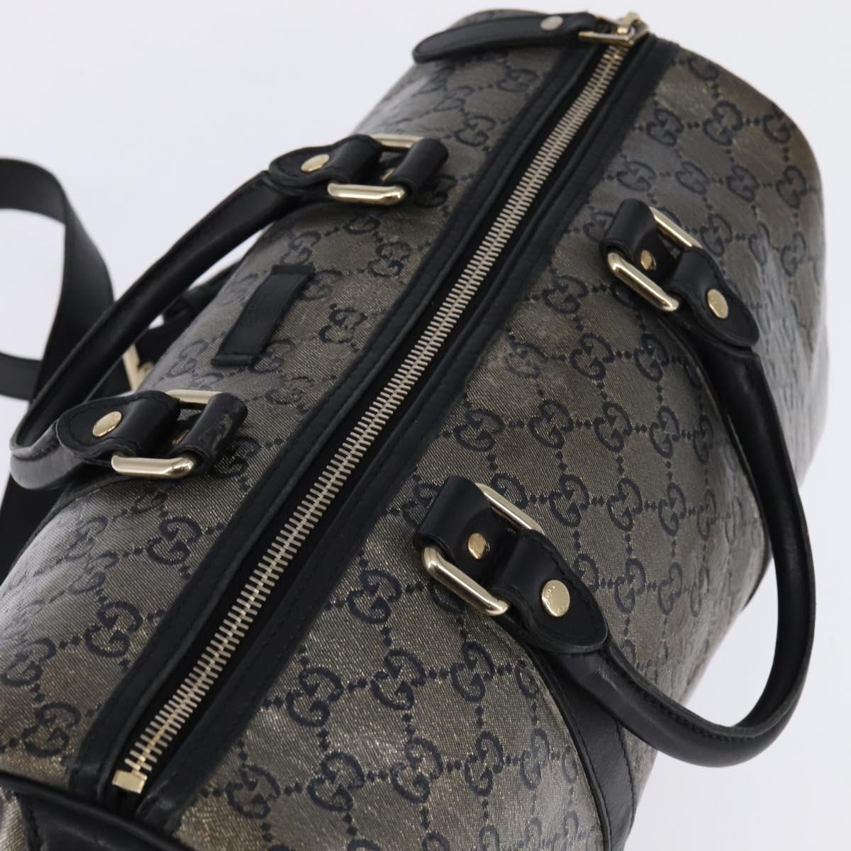 GUCCI GG Crystal Boston Bag Coated Canvas 2way Navy Gold 203696 Auth 144972