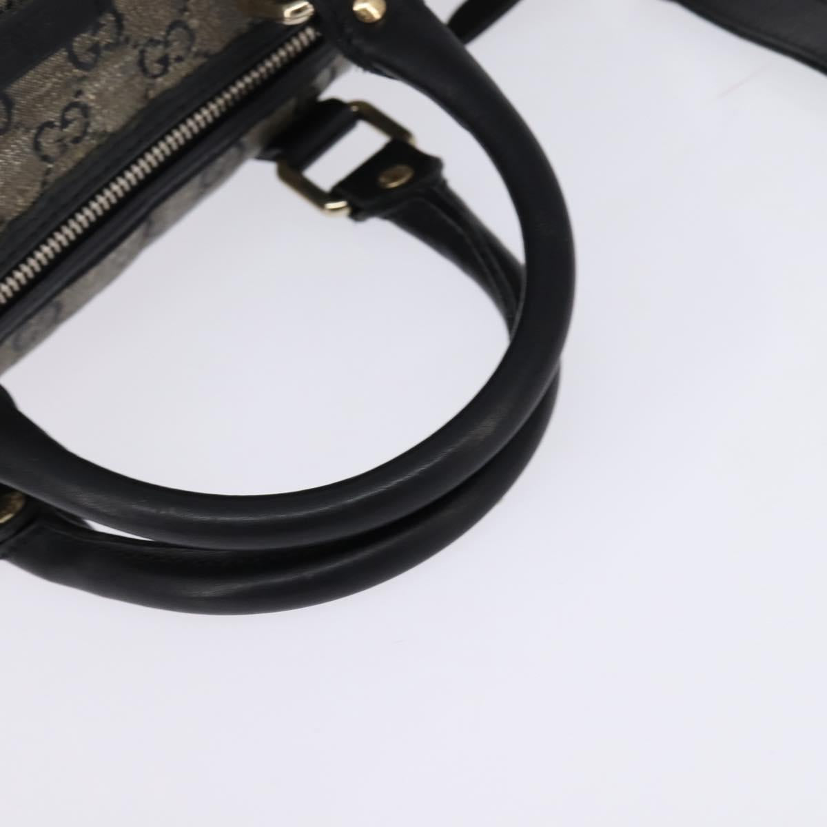 GUCCI GG Crystal Boston Bag Coated Canvas 2way Navy Gold 203696 Auth 144972