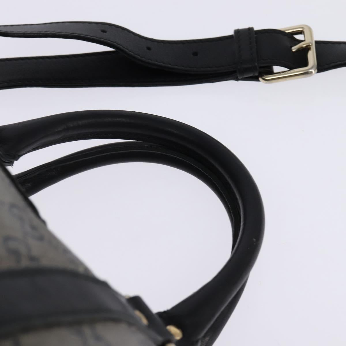 GUCCI GG Crystal Boston Bag Coated Canvas 2way Navy Gold 203696 Auth 144972