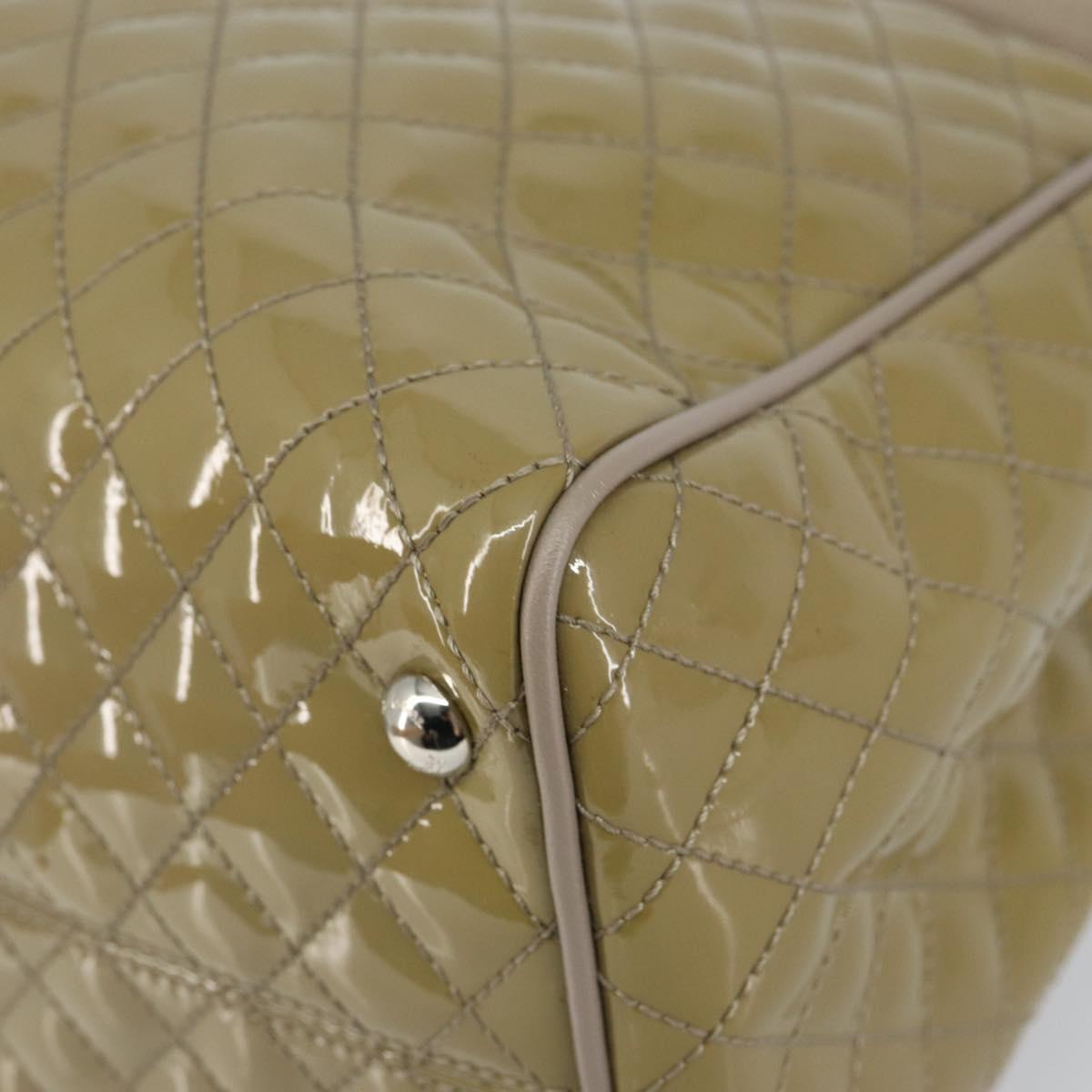 Salvatore Ferragamo Vala Tote Bag Enamel Khaki Silver Auth 144975