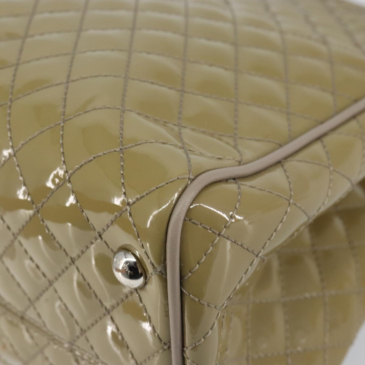 Salvatore Ferragamo Vala Tote Bag Enamel Khaki Silver Auth 144975