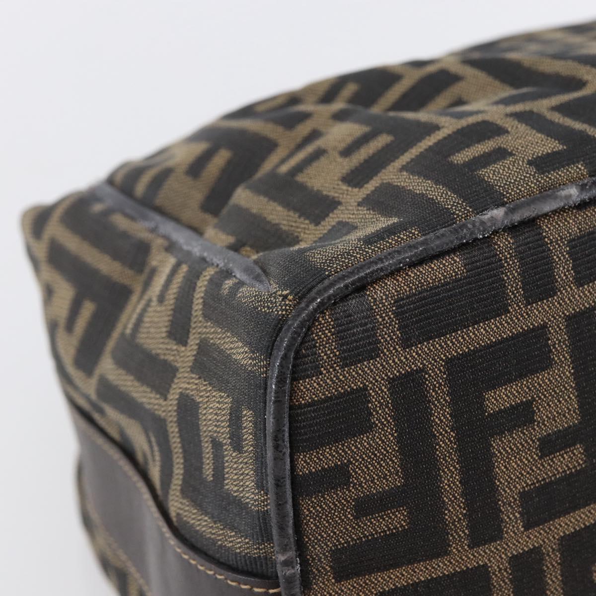 FENDI Zucca Canvas Vanity Hand Bag Black Brown Auth 144977