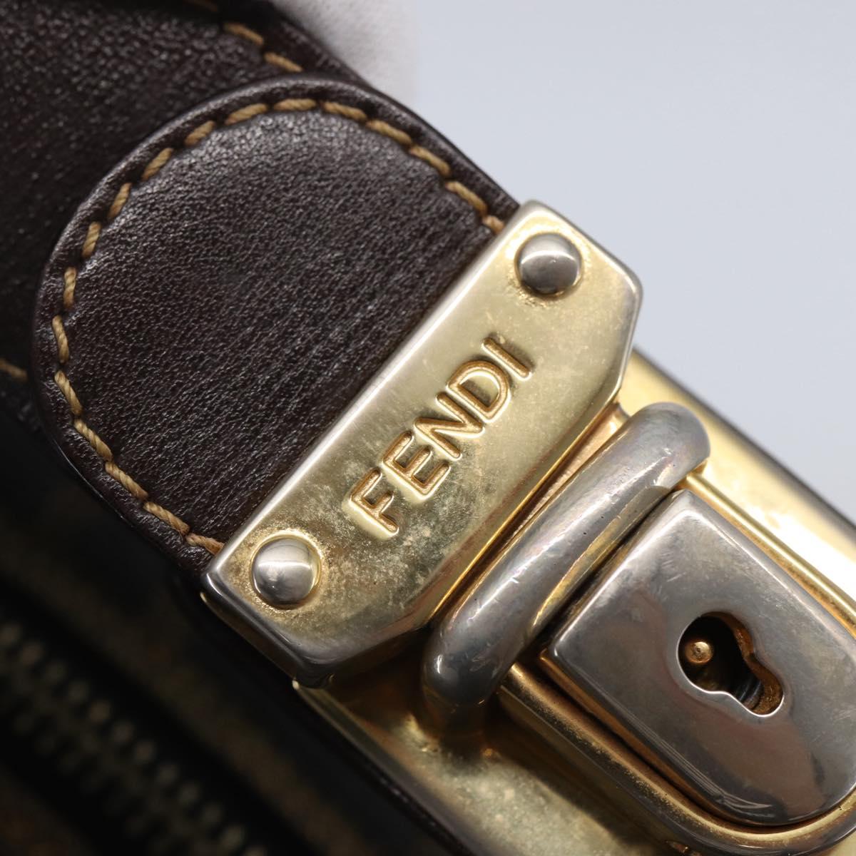 FENDI Zucca Canvas Vanity Hand Bag Black Brown Auth 144977