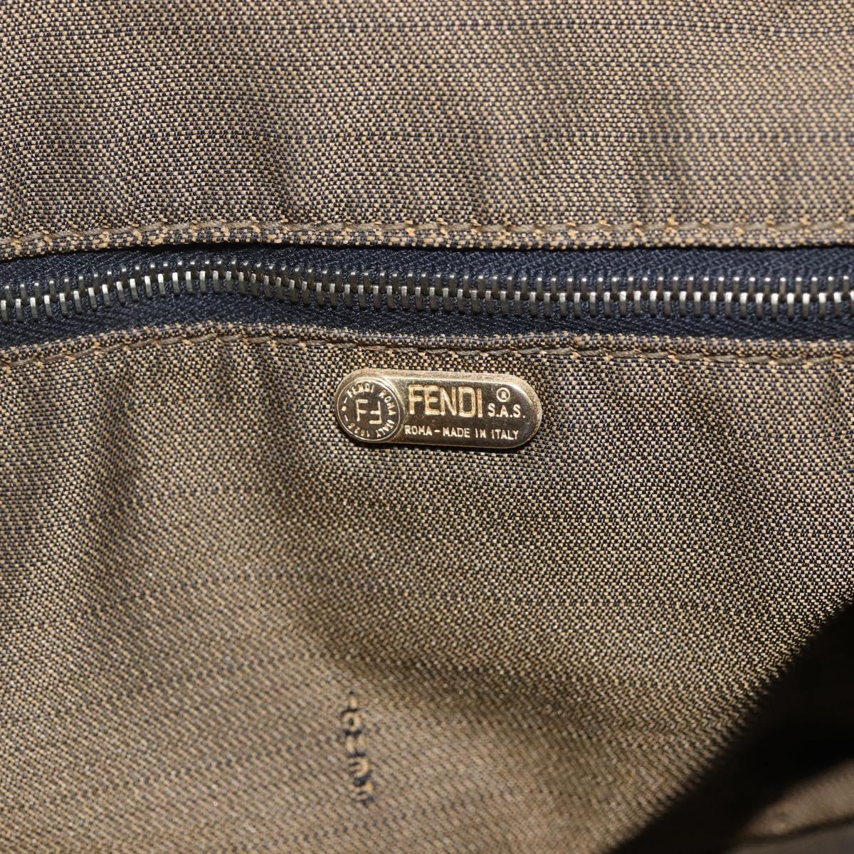 FENDI Zucca Canvas Vanity Hand Bag Black Brown Auth 144977