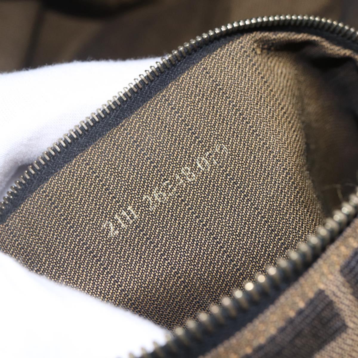 FENDI Zucca Canvas Vanity Hand Bag Black Brown Auth 144977