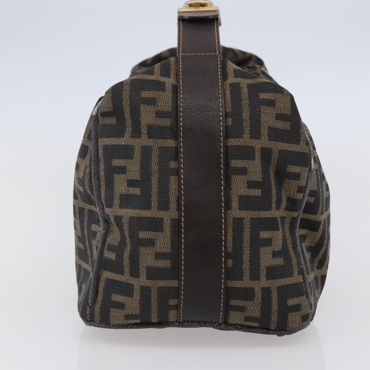 FENDI Zucca Canvas Vanity Hand Bag Black Brown Auth 144977