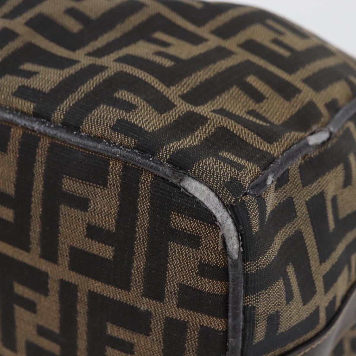 FENDI Zucca Canvas Vanity Hand Bag Black Brown Auth 144977