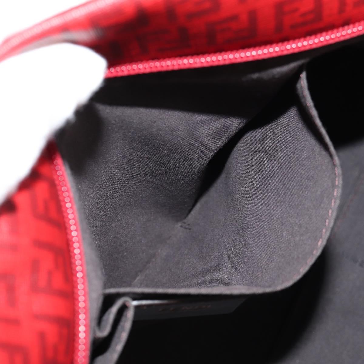 FENDI Zucchino Canvas Tote Bag PVC Red Gold Auth 144978V