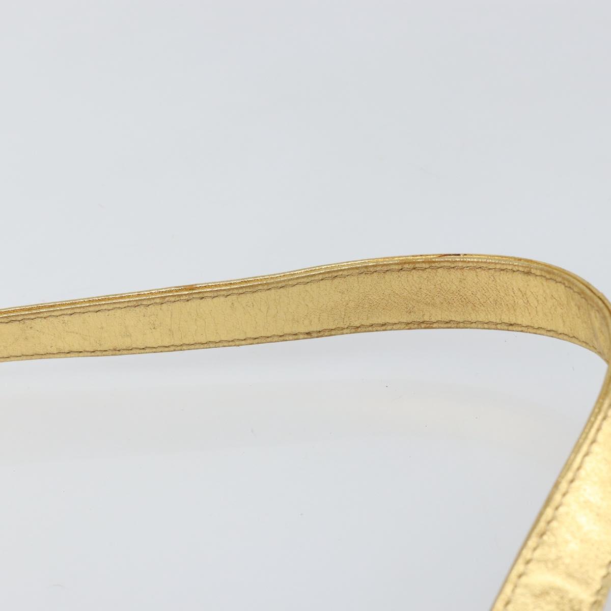 FENDI Mamma Baguette Shoulder Bag Satin Red Gold Auth 144979