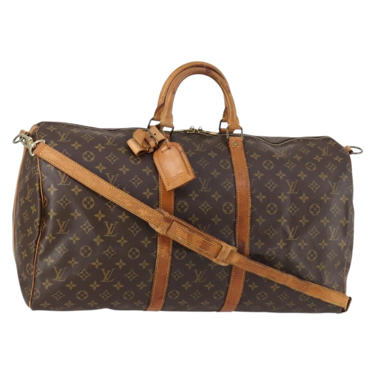 LOUIS VUITTON Monogram Keepall Bandouliere 55 Boston Bag M41414 LV Auth 144984