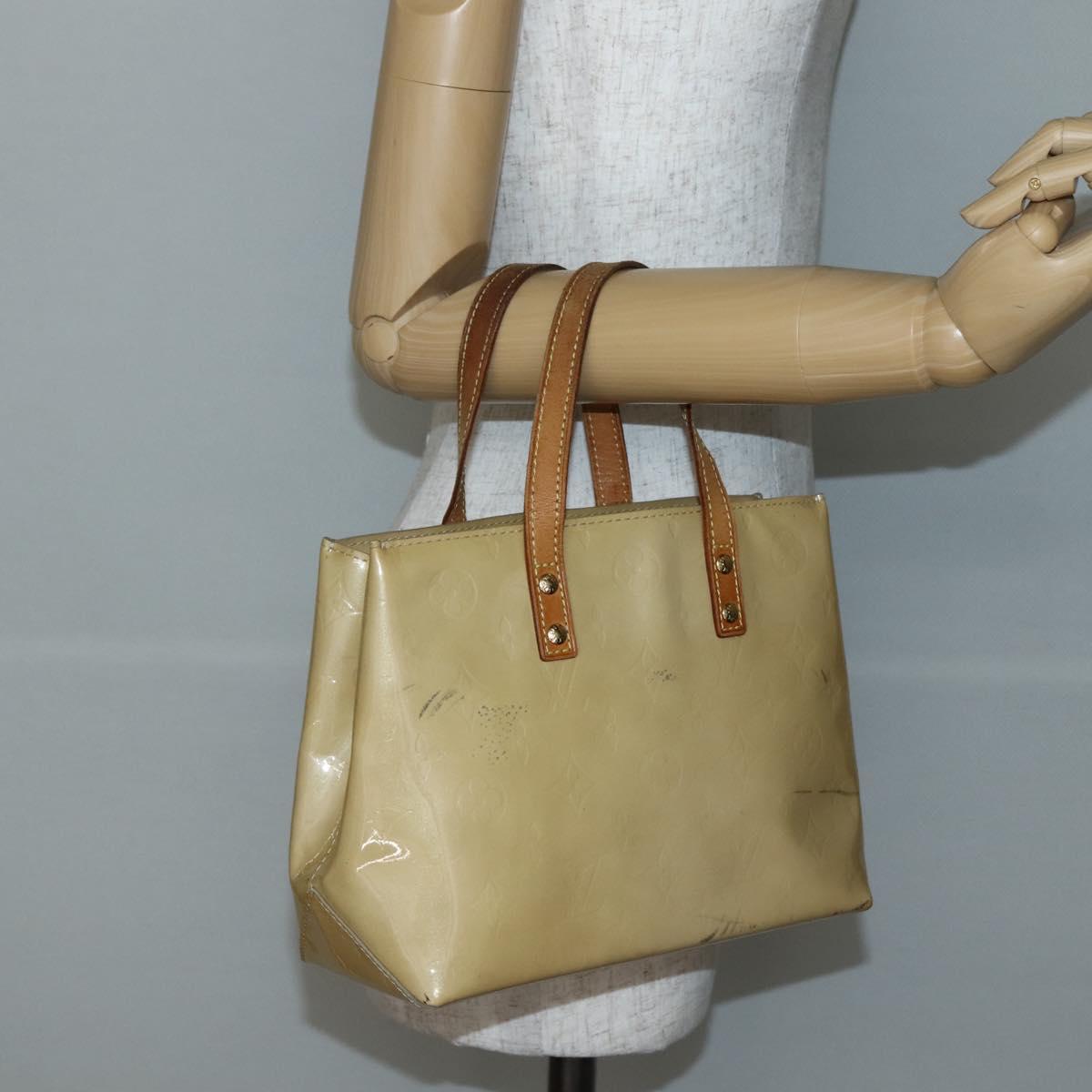 LOUIS VUITTON Monogram Vernis Reade PM Hand Bag Beige M91334 LV Auth 144987