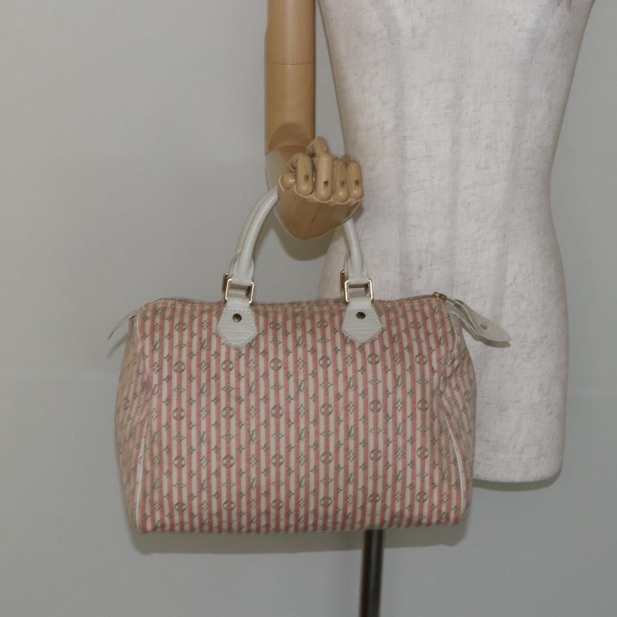 LOUIS VUITTON Monogram Mini Lin Croisette Speedy 30 Bag Pink M95501 Auth 144993