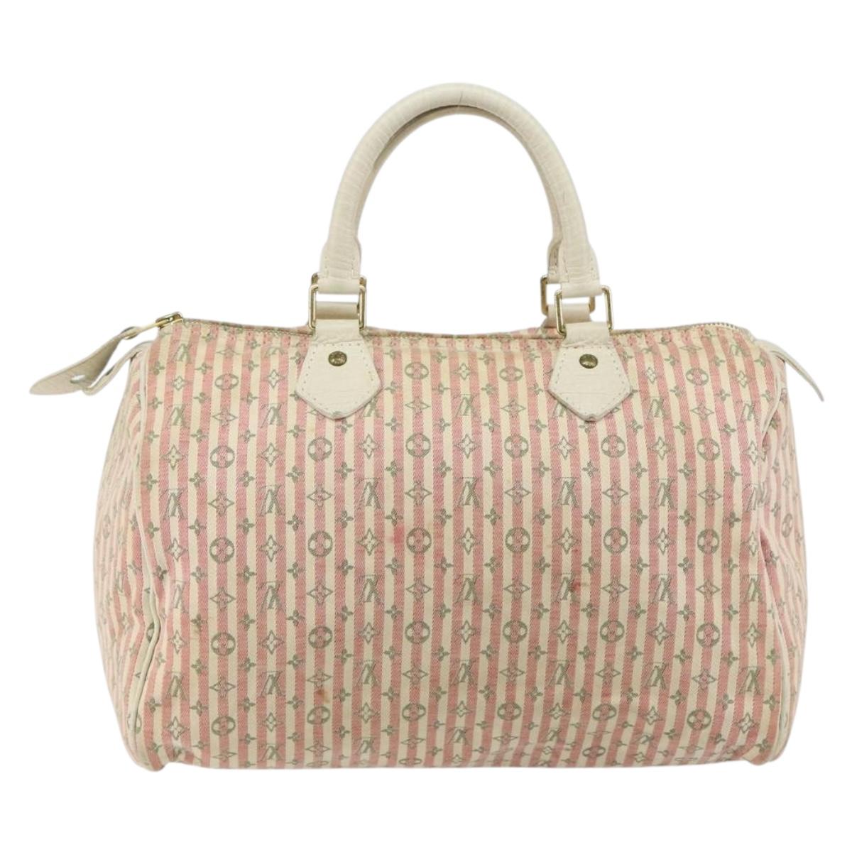 LOUIS VUITTON Monogram Mini Lin Croisette Speedy 30 Bag Pink M95501 Auth 144993