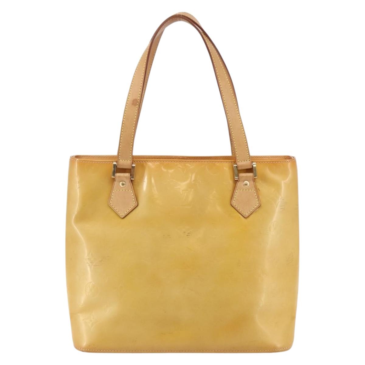 LOUIS VUITTON Monogram Vernis Houston Hand Bag Beige M91004 LV Auth 145003