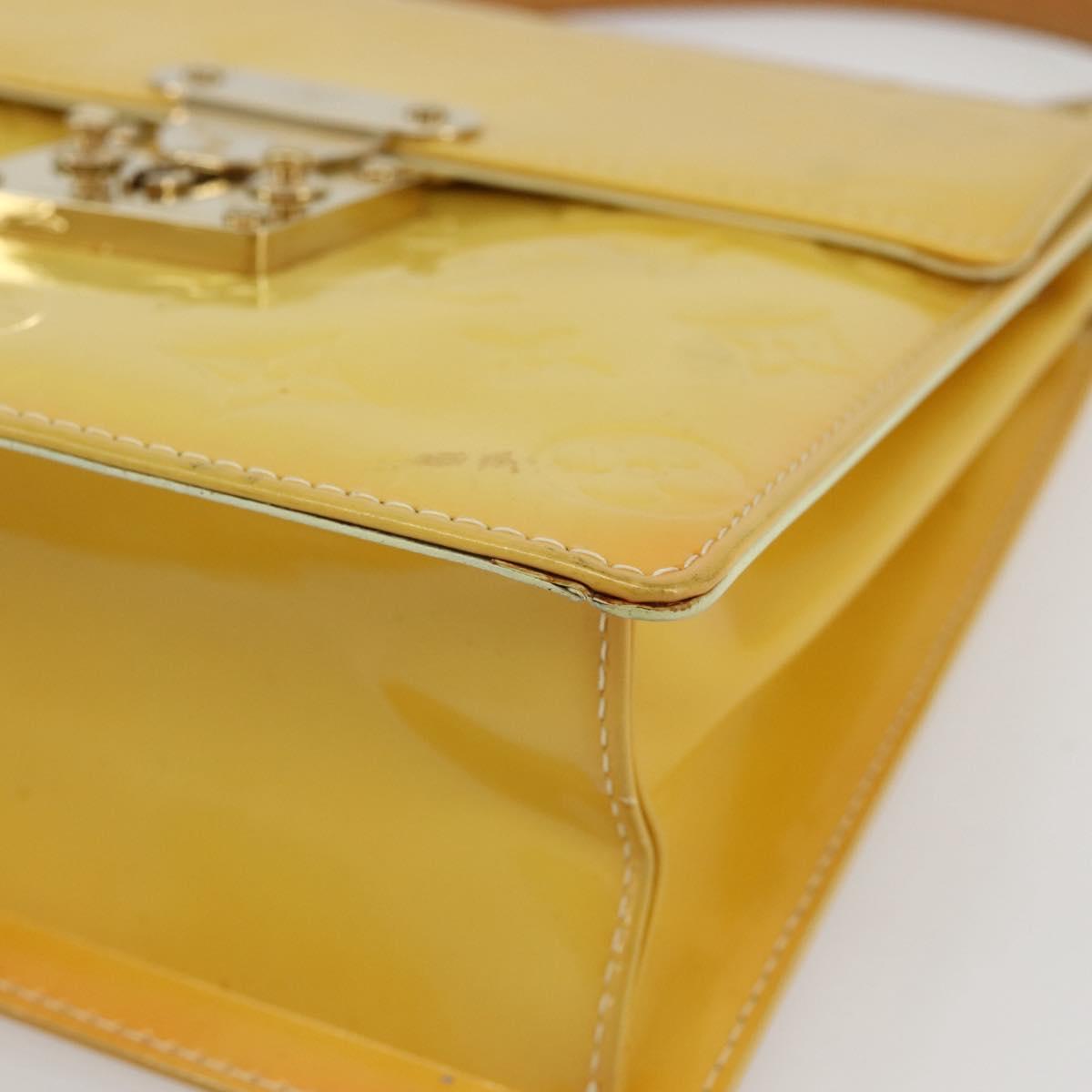 LOUIS VUITTON Monogram Vernis Spring Street Bag Lime Yellow M91068 Auth 145004