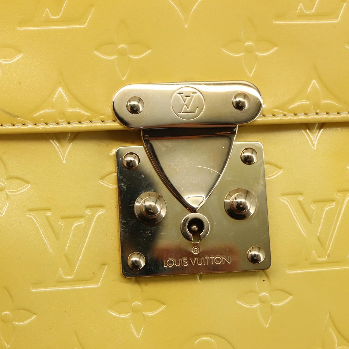 LOUIS VUITTON Monogram Vernis Spring Street Bag Lime Yellow M91068 Auth 145004