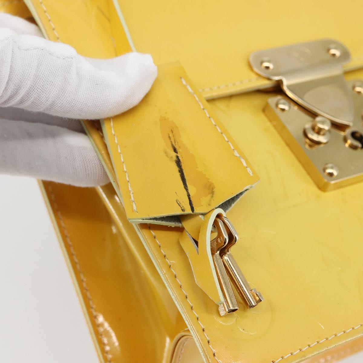 LOUIS VUITTON Monogram Vernis Spring Street Bag Lime Yellow M91068 Auth 145004