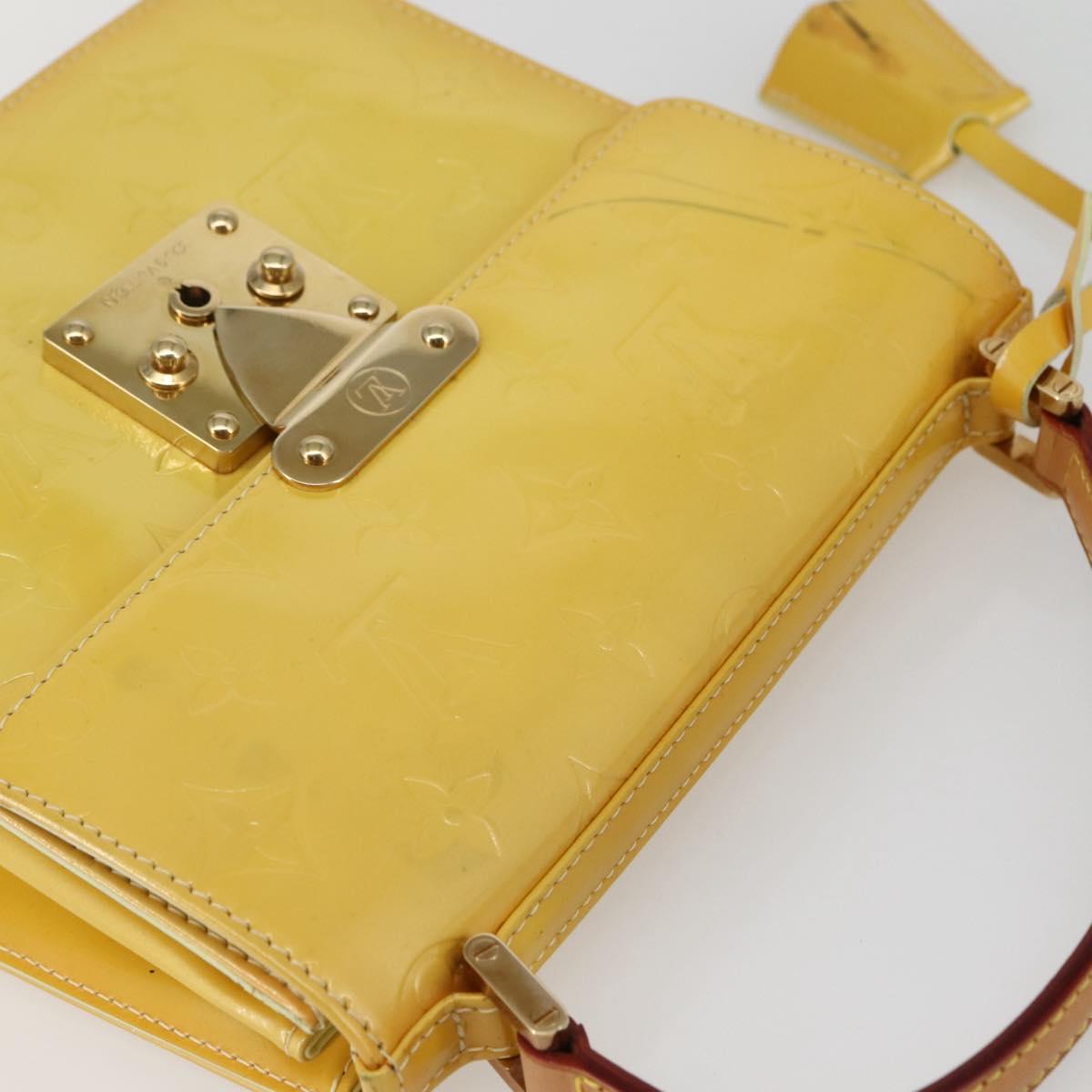 LOUIS VUITTON Monogram Vernis Spring Street Bag Lime Yellow M91068 Auth 145004