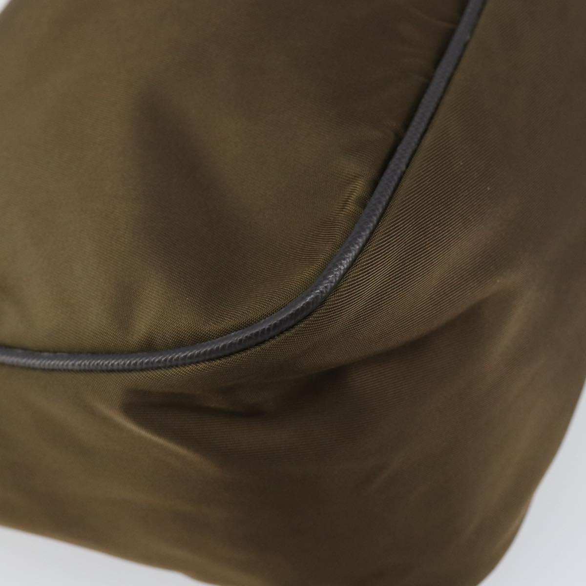 PRADA Shoulder Bag Nylon Khaki Silver Auth 145010
