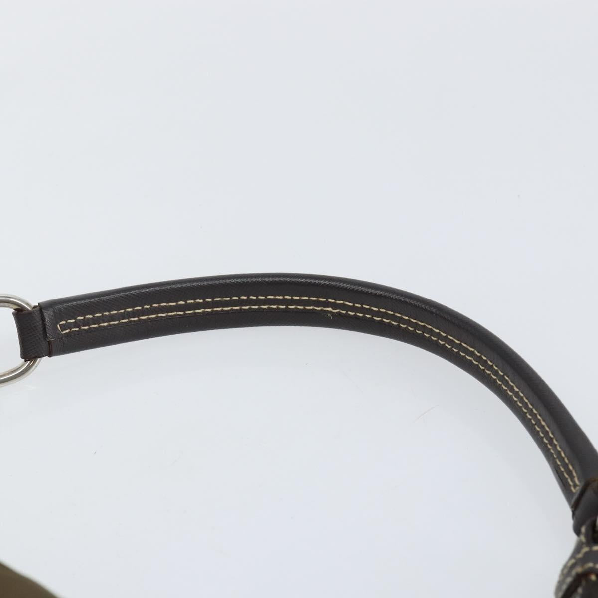 PRADA Shoulder Bag Nylon Khaki Silver Auth 145010