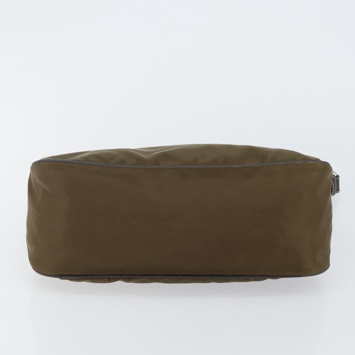 PRADA Shoulder Bag Nylon Khaki Silver Auth 145010