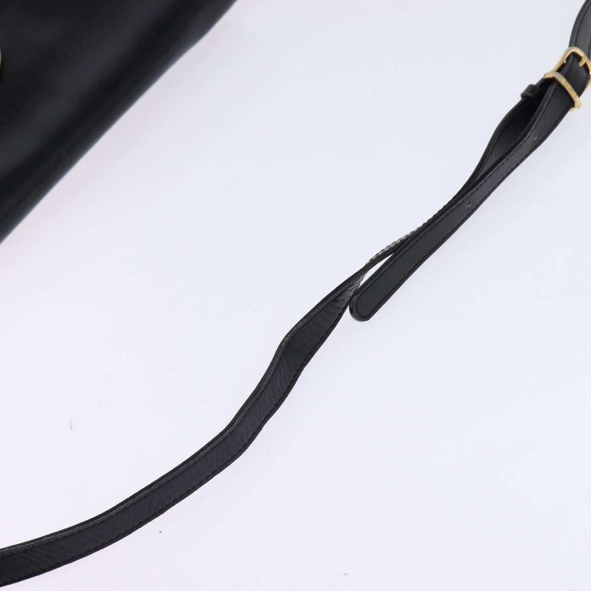 CELINE Circle Shoulder Bag Leather Black Gold Auth 145014