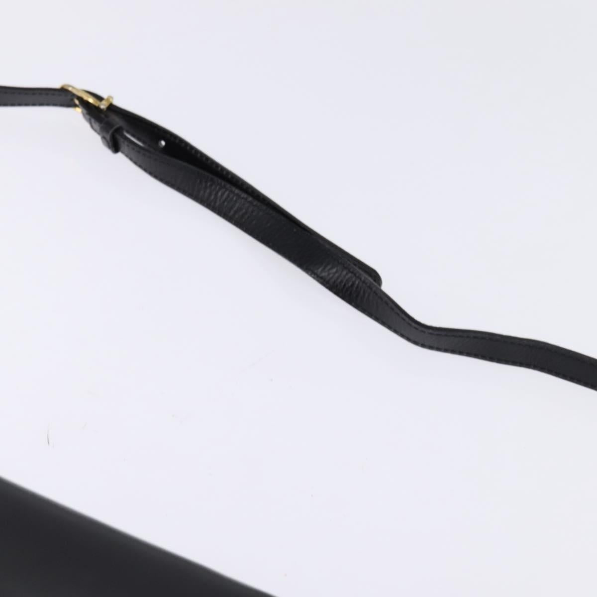 CELINE Circle Shoulder Bag Leather Black Gold Auth 145014