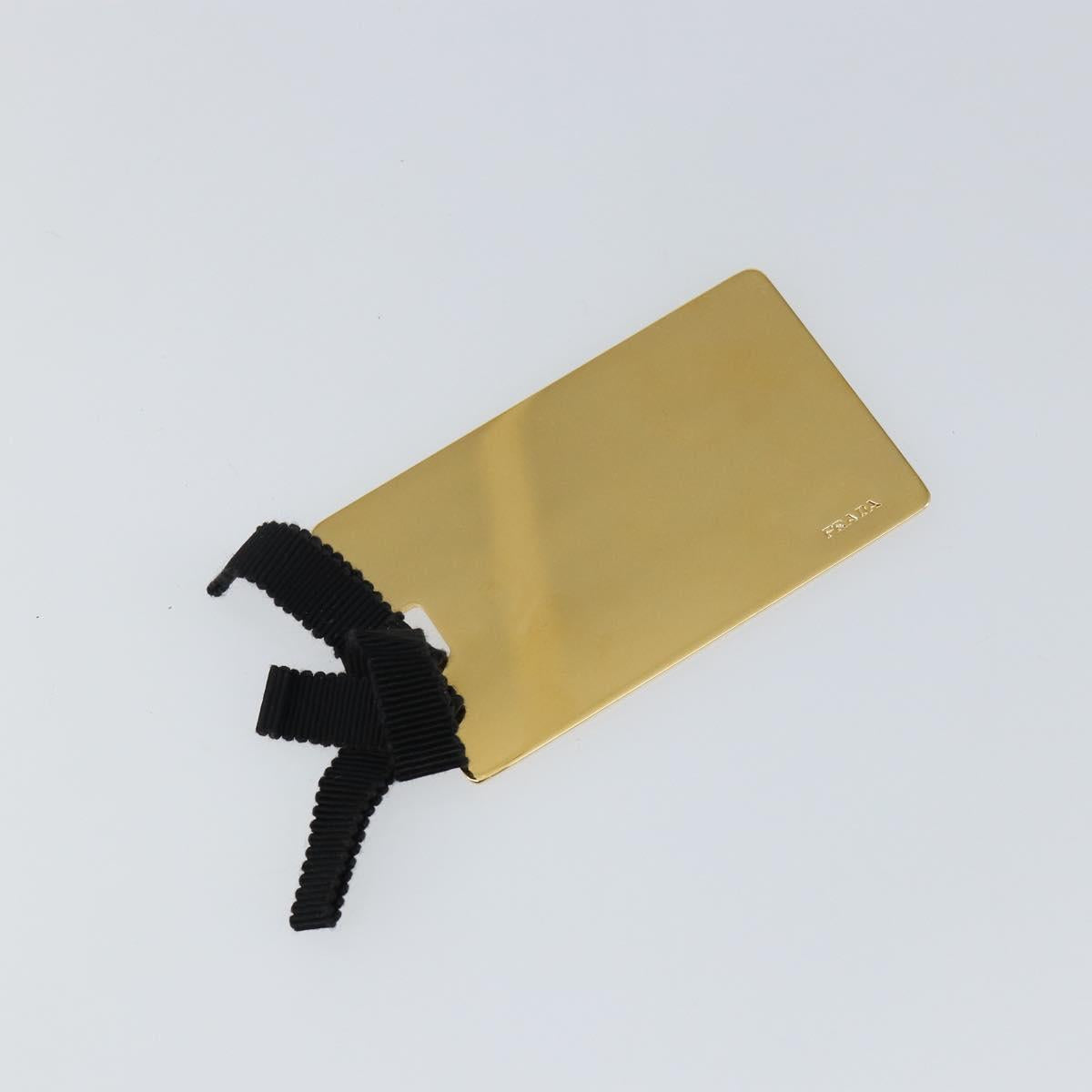 PRADA Clutch Bag Satin Green Gold Auth 145020