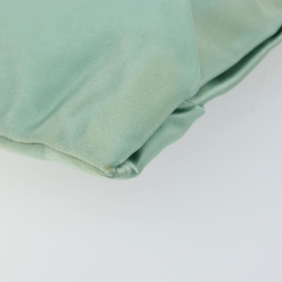 PRADA Clutch Bag Satin Green Gold Auth 145020