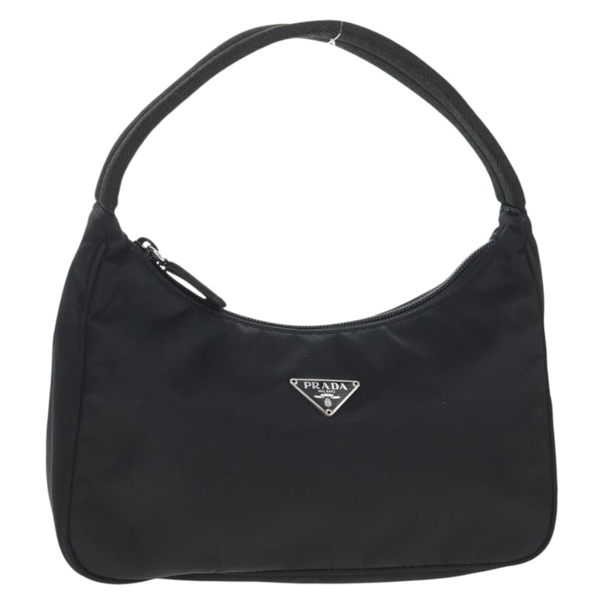 PRADA Hand Bag Nylon Black Silver Auth 145021V