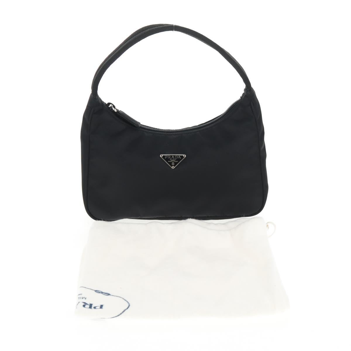 PRADA Hand Bag Nylon Black Silver Auth 145021V