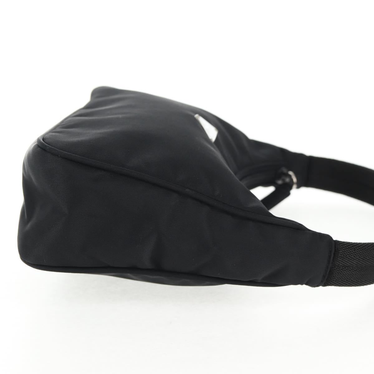 PRADA Hand Bag Nylon Black Silver Auth 145021V