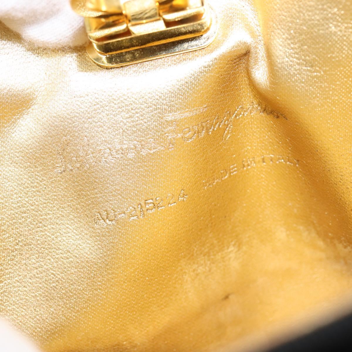 Salvatore Ferragamo Gancini Shoulder Bag Vinyl Black Gold Auth 145025